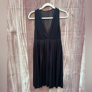 VTG Moda International size 8 black sheer panel pleated dress Y2K goth silk prom
